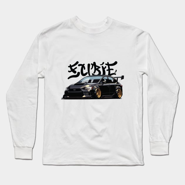 Impreza WRX Car Art - Subaru STI Widebody Modified JDM Car Long Sleeve T-Shirt by JDM-Rey